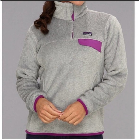 Patagonia RARE Re-Tool Snap T Fleece Pullover Gray Purple - Picture 3 of 13